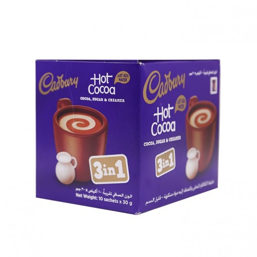 Buy Cadbury 3 in 1 Hot Cocoa Chocolate Drink Powder 10x30 g توصيل