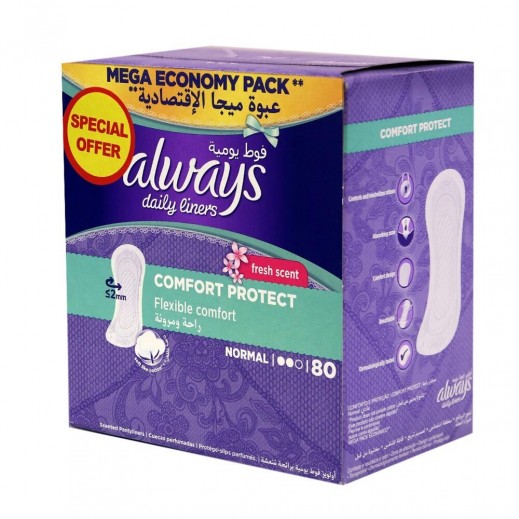 Buy Always Daily Liners Comfort Protect Fresh 80 Pieces توصيل