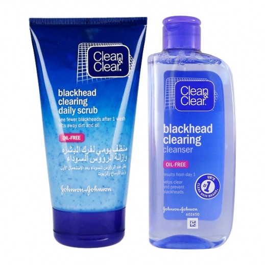 Buy Clean & Clear Blackhead Cleanser 200 ml + Daily Scrub 150 ml Free توصيل