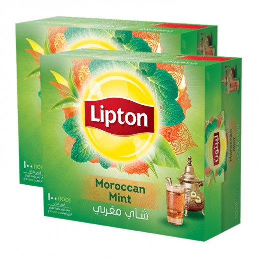 Buy Lipton Green Tea Moroccan Mint 2 x 100 Tea Bags توصيل