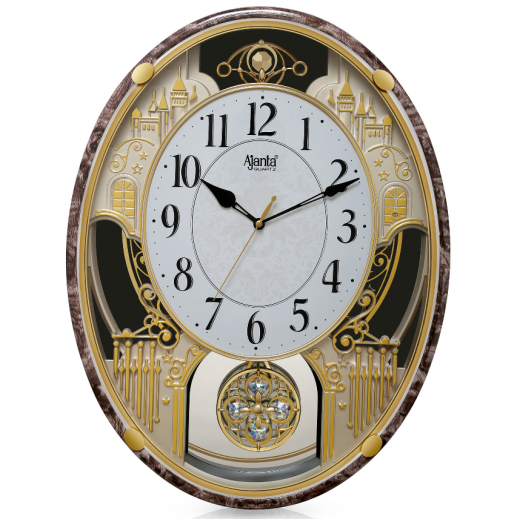 Ajanta Classic Musical Pendulum Wall Clock Brown & yellow توصيل