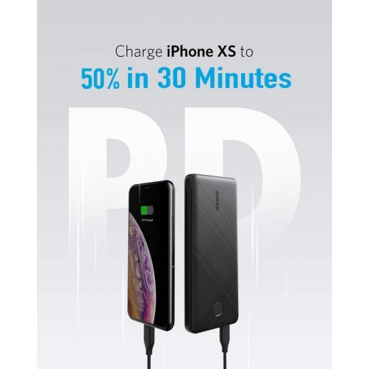 Anker PowerCore III 10,000 mAh Power Bank - Black Fabric | توصيل