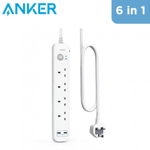 Anker PowerExtend 6IN1 USBC PowerStrip White توصيل