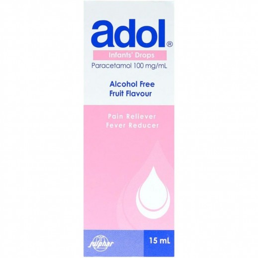 Buy Adol Pain Reliever Fever Reducer Paracetamol 100 mg Infant's Drops