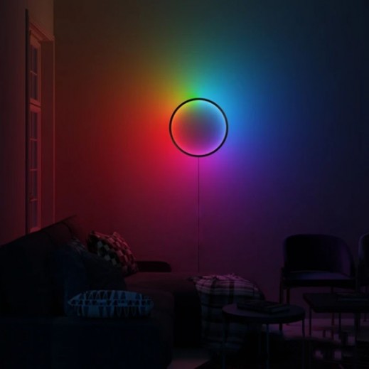 Modern Hollow Round RGB LED Wall Lamp with Remote Control توصيل