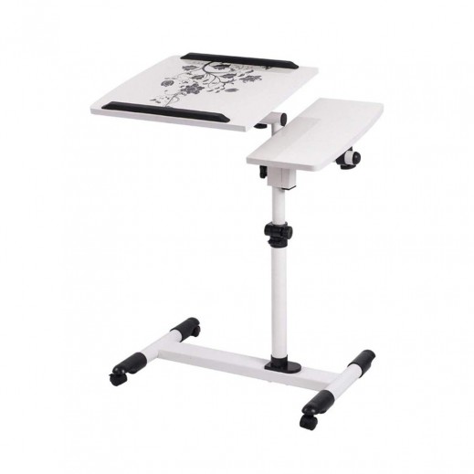Gadgeton Rolling Laptop Table Lap Desk for Laptop White توصيل