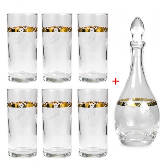 buy penguen gold 6 pieces water glassware set with jug 1 l توصيل taw9eel com