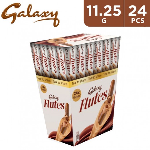 Buy Galaxy Flutes Chocolate 11.25 g (24 Sticks) | توصيل Taw9eel.com