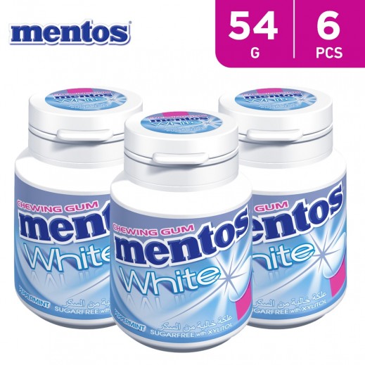 Buy Mentos White Sugar Free With Xylitol Peppermint Gum 6 x 54 g