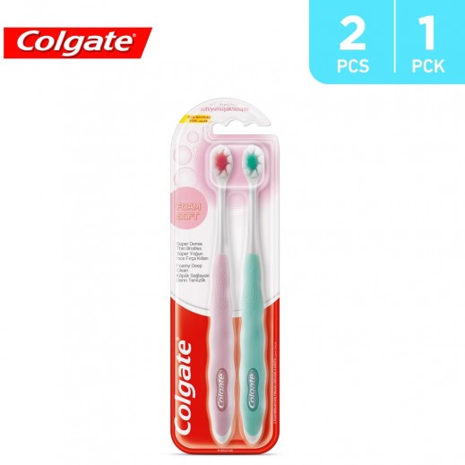 Buy Colgate Foam Soft Thin Bristles Toothbrush Assorted Colours 2
