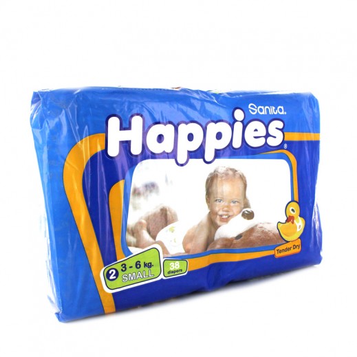 Happies Small Dry Diapers 38 pieces توصيل