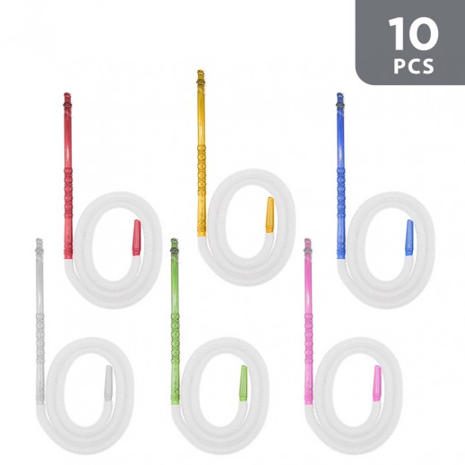 Buy Plastic Disposable Shisha Hose Assorted Color 10 Pieces توصيل