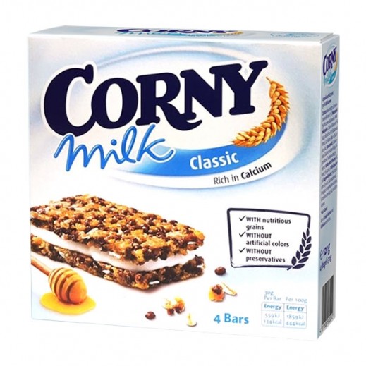 Buy Corny Milk Classic Rich In Calcium 4 Cereal Bars 120 g توصيل