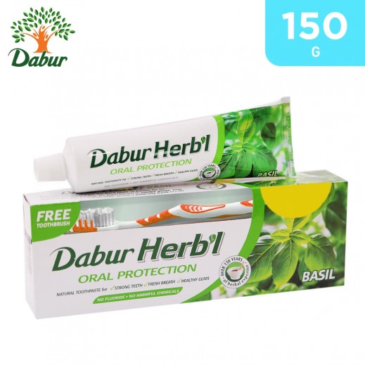 Buy Dabur Herbal Oral Protection (Basil) Toothpaste 150 g + Toothbrush