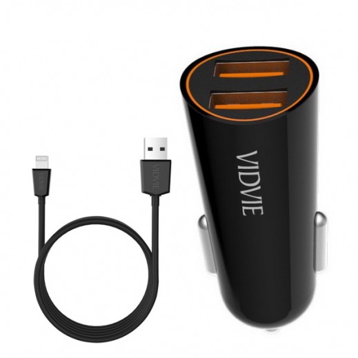 Buy Vidvie Car charger With Lightning Cable Black توصيل