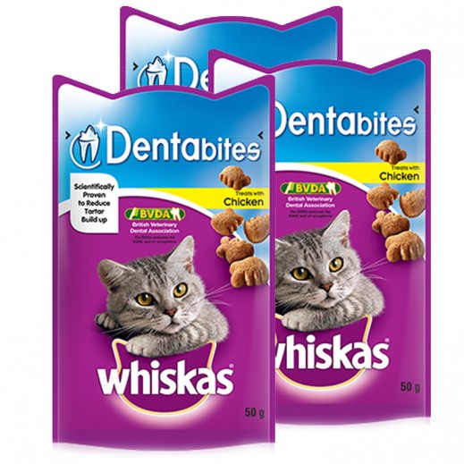 ويسكاس دجاج ي عالج ويعتني بأسنان القطط 50 جم 3 حبة