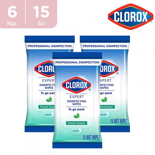اشتري كلوركس كيس مناديل إكسبرت المطهرة برائحة منعشة 6 حبة توصيل Taw9eel Com